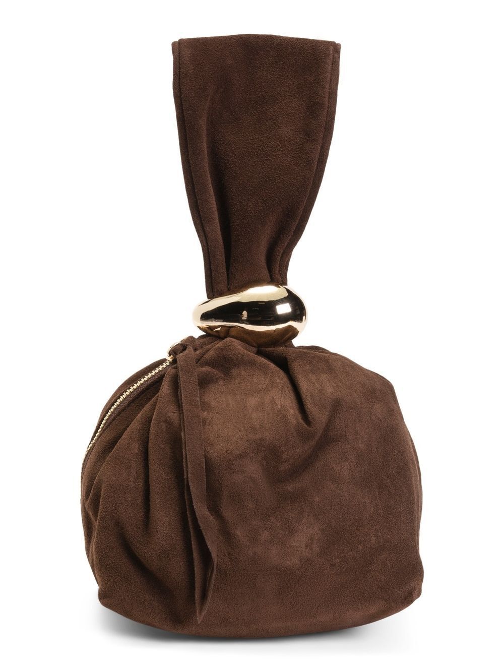Cheval Brown Suede Knot Wristlet Bag
